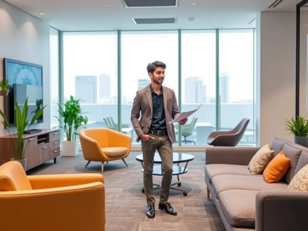 A newly formed company's office space in Dubai, symbolizing the successful completion of the company formation process with WRIA's assistance.