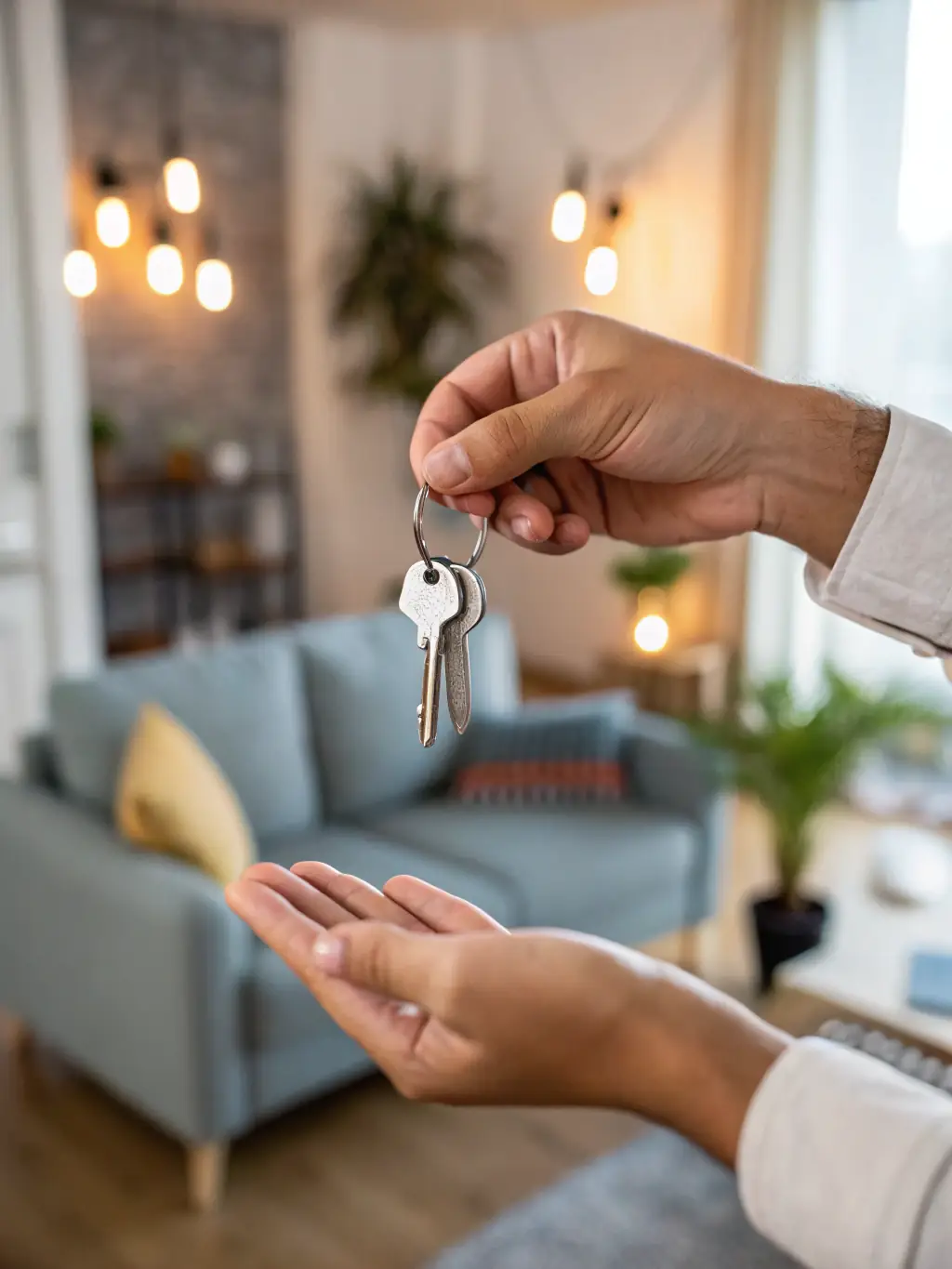 A set of keys and a tenancy contract, representing WRIA's assistance with tenancy and Ejari-related services.